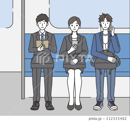 電車で通勤するビジネスパーソンのイラスト素材 電車で通勤するビジネスパーソンのイラスト素材 112315482