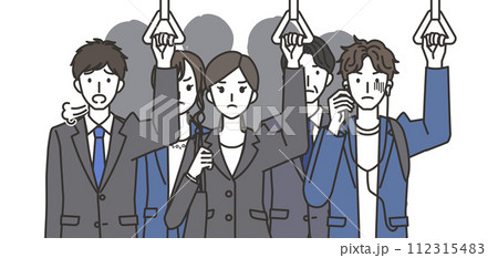 満員電車に乗っている人たち 112315483