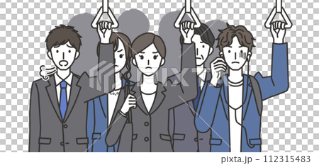 満員電車に乗っている人たち 112315483