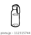 Water bottle, a digital art of transparent plastic drink bottle hand drawn icon illustration isolated on white background. 112315744