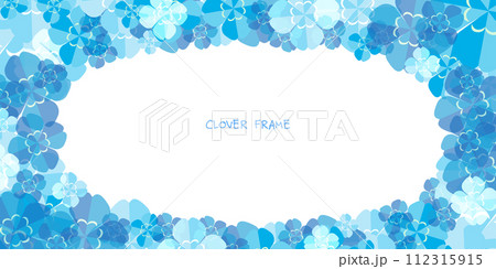 青い四葉のクローバーの背景イラスト 112315915