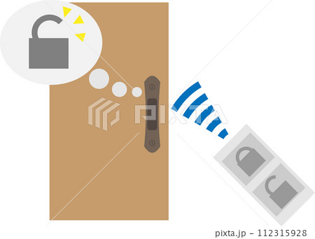 ドアをリモコンで開錠しているイメージ素材 ドアをリモコンで開錠しているイメージ素材 112315928