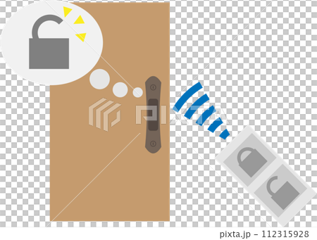 ドアをリモコンで開錠しているイメージ素材 ドアをリモコンで開錠しているイメージ素材 112315928
