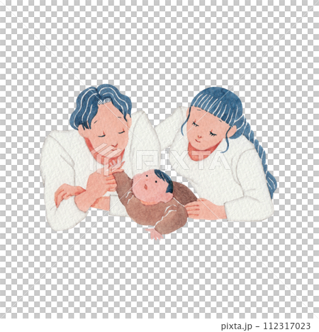 Family of good friends and baby watercolor illustration Family of good friends and baby watercolor illustration 112317023