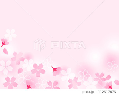 ふんわりピンクが優しい春の桜の花の背景イラスト素材 112317073