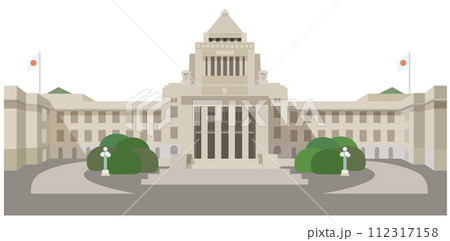 国会議事堂と国会前庭のベクターイラスト 国会議事堂と国会前庭のベクターイラスト 112317158