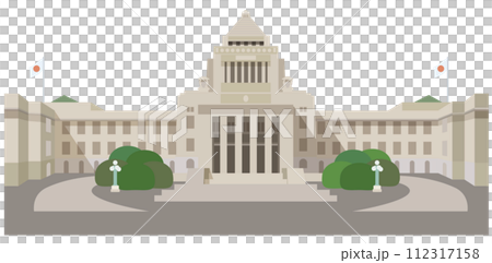 国会議事堂と国会前庭のベクターイラスト 国会議事堂と国会前庭のベクターイラスト 112317158
