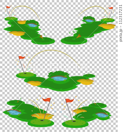 Golf course set where you hit the hole with a golf shot 112317231