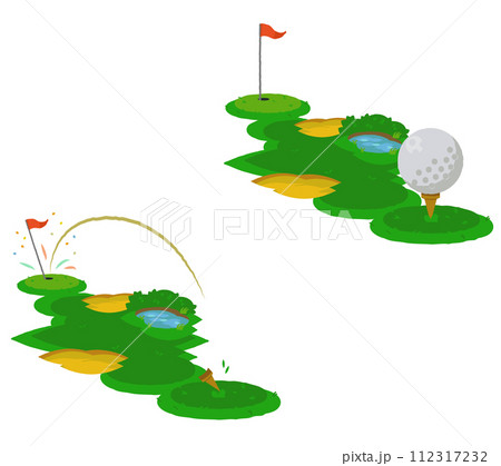 右下から左上に伸びるゴルフ場 112317232