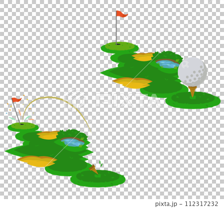 右下から左上に伸びるゴルフ場 112317232