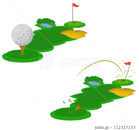 左下から右上に伸びるゴルフ場 112317233