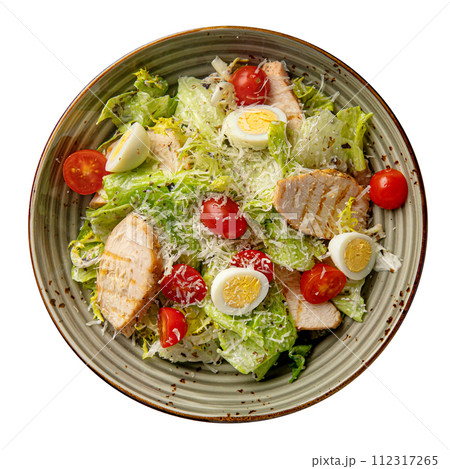 Portion of caesar salad with chicken 112317265
