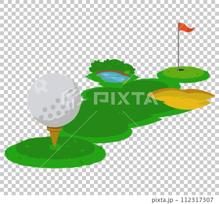 ゴルフ場　左下から右上へ 112317307