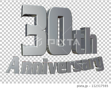 3DCG文字「30th Anniversary/30周年」シルバー,銀 3DCG文字「30th Anniversary/30周年」シルバー,銀 112317593