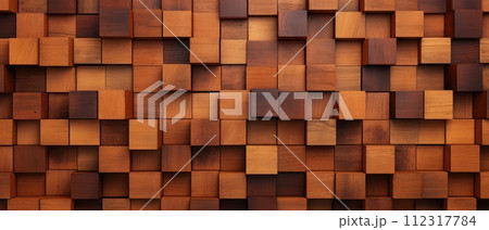 Rich and warm brown wood texture, perfect for backdrop or wallpaper, Ai Generated. 112317784