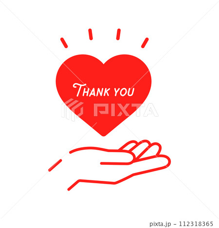 Thank Youの文字と赤いハートを持っている人の手 - ありがとう・感謝の気持ちのイメージ素材 Thank Youの文字と赤いハートを持っている人の手 - ありがとう・感謝の気持ちのイメージ素材 112318365