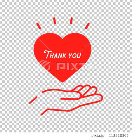 Thank Youの文字と赤いハートを持っている人の手 - ありがとう・感謝の気持ちのイメージ素材 Thank Youの文字と赤いハートを持っている人の手 - ありがとう・感謝の気持ちのイメージ素材 112318365