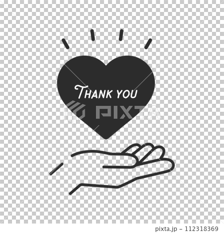 Thank Youの文字と黒いハートを持っている人の手 - ありがとう・感謝の気持ちのイメージ素材 Thank Youの文字と黒いハートを持っている人の手 - ありがとう・感謝の気持ちのイメージ素材 112318369