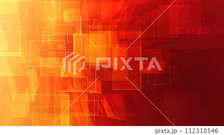 Square transition abstract background blending from orange to red hues, Ai Generated. 112318546
