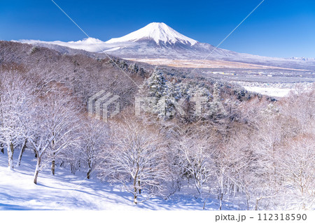 《山梨県》冬の富士山・積雪の二十曲峠 112318590