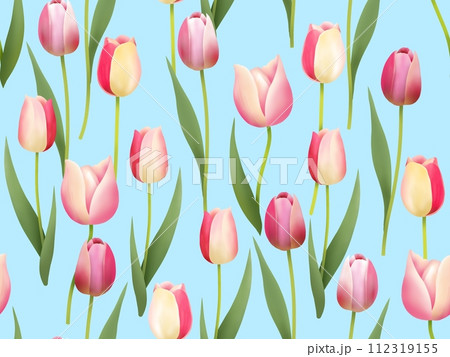 チューリップのシームレスパターン④ 112319155
