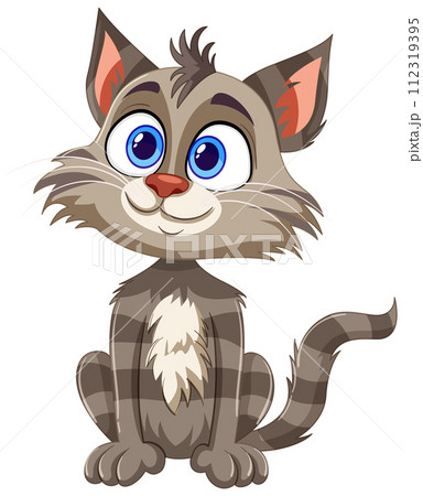 Cute Cartoon Kitten with Big Eyes 112319395