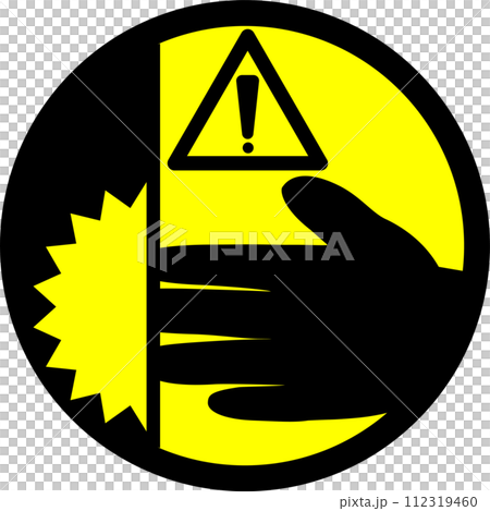 Caution mark image material for getting caught in the door 112319460