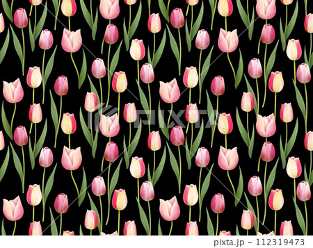 チューリップのシームレスパターン⑤' チューリップのシームレスパターン⑤' 112319473