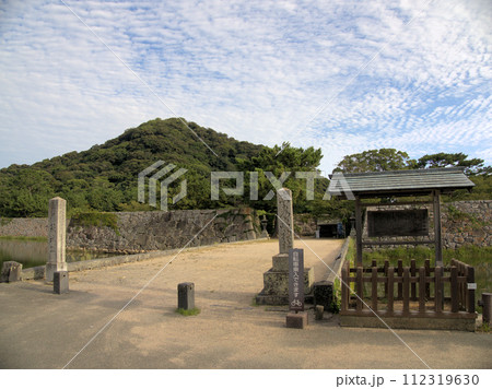 萩城本丸門前の石橋と指月山　山口県萩市堀内 112319630