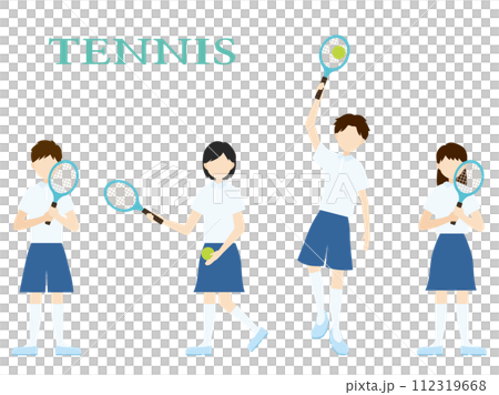 Illustration of a man and a woman playing tennis 112319668