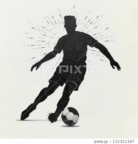 Footballer silhouette and vector illustration, different style, Running 112321167