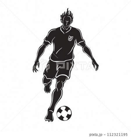 Footballer silhouette and vector illustration, different style, Running Footballer silhouette and vector illustration, different style, Running 112321195