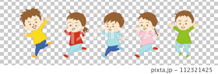 小孩子,男孩和女孩,在公園裡跑步和玩耍(沒有帽子和背景) 小孩子,男孩和女孩,在公園裡跑步和玩耍(沒有帽子和背景) 112321425