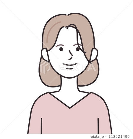 Vネックを着たミディアムヘアの女性 Vネックを着たミディアムヘアの女性 112321496