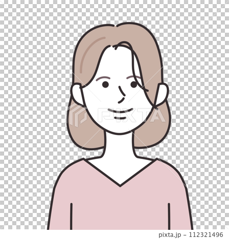 Vネックを着たミディアムヘアの女性 Vネックを着たミディアムヘアの女性 112321496