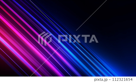 暗闇に光るネオンラインのアブストラクト背景素材 112321654