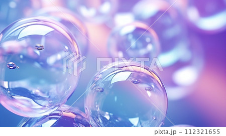 透明感のある気泡のアブストラクト背景素材 112321655