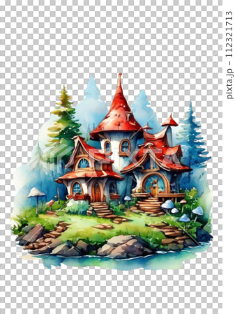 Fairytale house in watercolor style 112321713