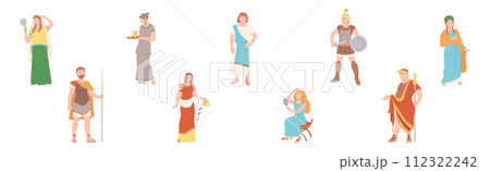 Ancient Roman People Character in Traditional Garment Vector Set 112322242