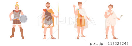 Ancient Roman People Character in Traditional Garment Vector Set 112322245