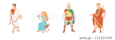 Ancient Roman People Character in Traditional Garment Vector Set 112322250
