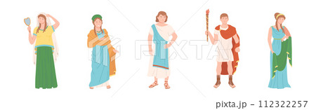 Ancient Roman People Character in Traditional Garment Vector Set 112322257