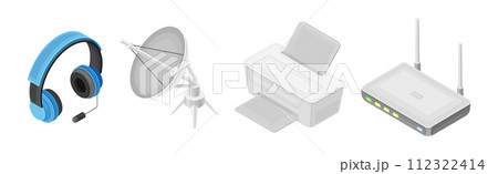 Wireless Communication Equipment and Device Isometric Vector Set 112322414