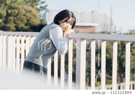 通学路の女子高生 112322804