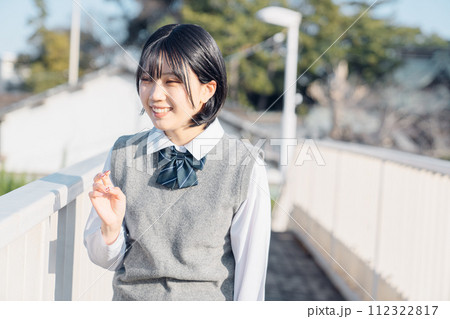 通学路の女子高生 112322817