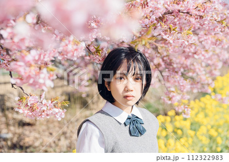 桜と女子高生 桜と女子高生 112322983