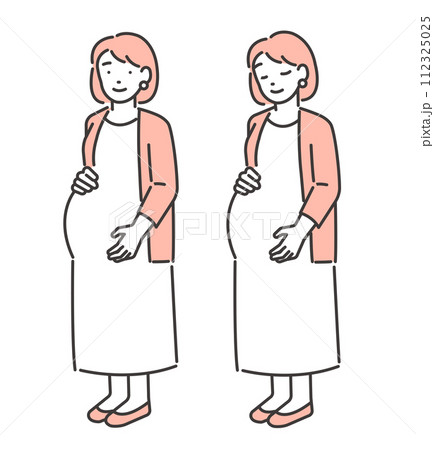 笑顔の妊婦のベクターイラスト素材 笑顔の妊婦のベクターイラスト素材 112325025