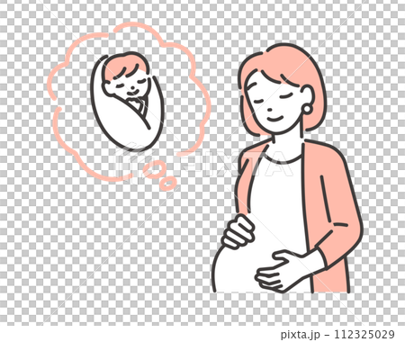 赤ちゃんのことを考えている妊婦のベクターイラスト素材 赤ちゃんのことを考えている妊婦のベクターイラスト素材 112325029