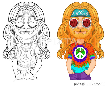 Groovy Hippie Character Illustration Groovy Hippie Character Illustration 112325536