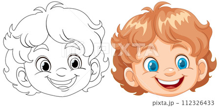 Cheerful Child Illustration Before and After 112326433
